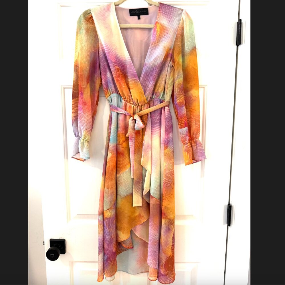 Kendall + Kylie Front Wrap Colorful Spring Dress - Size 0/2
